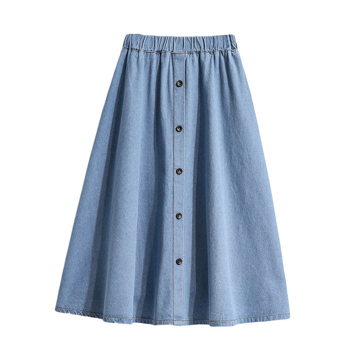 Jupe en denim longue pour femmes avec des pressions décoratives Chic & Stil