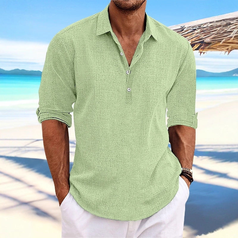 Casual long sleeve shirt for men with button placket and modern details Lune London