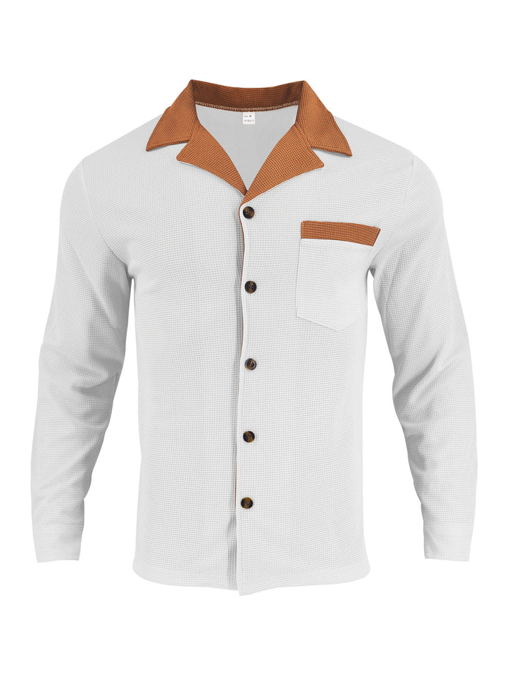 Stylish long sleeve shirt for men with a textured design and a practical chest pocket Lune London