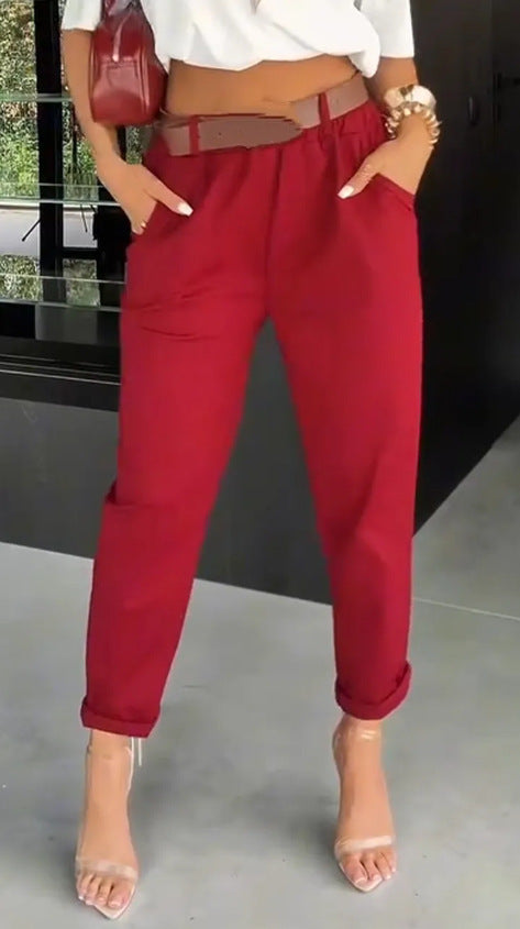 Pantalons chino modernes pour femmes avec taille élastique et jambes larges Chic & Stil