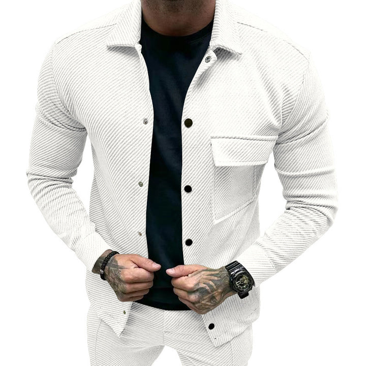 Men's elegant casual top with textured design and practical chest pocket Lune London