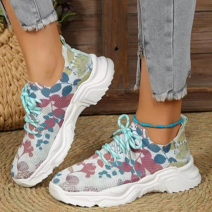 Trendy women's sneakers with floral design and cushioned sole Lune London