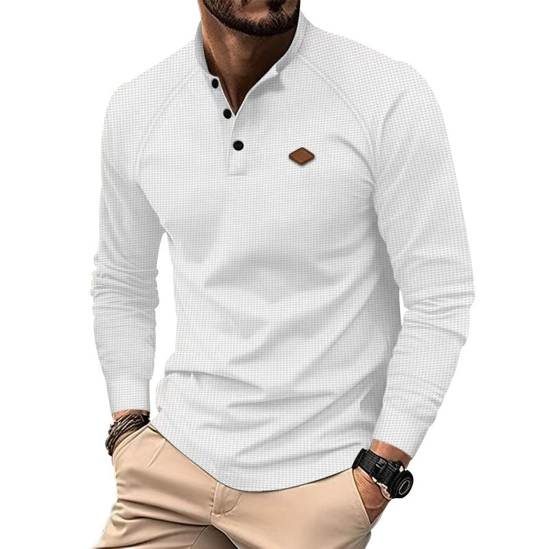 Men's long sleeve Henley shirt with textured surface and trendy button details Lune London