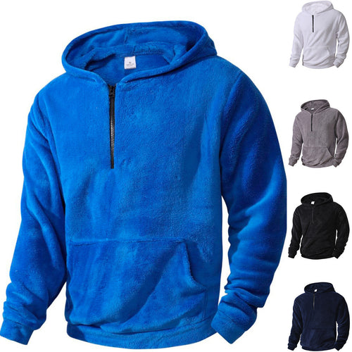 Men's Fleece Hoodie with innovative mid-length zipper Lune London