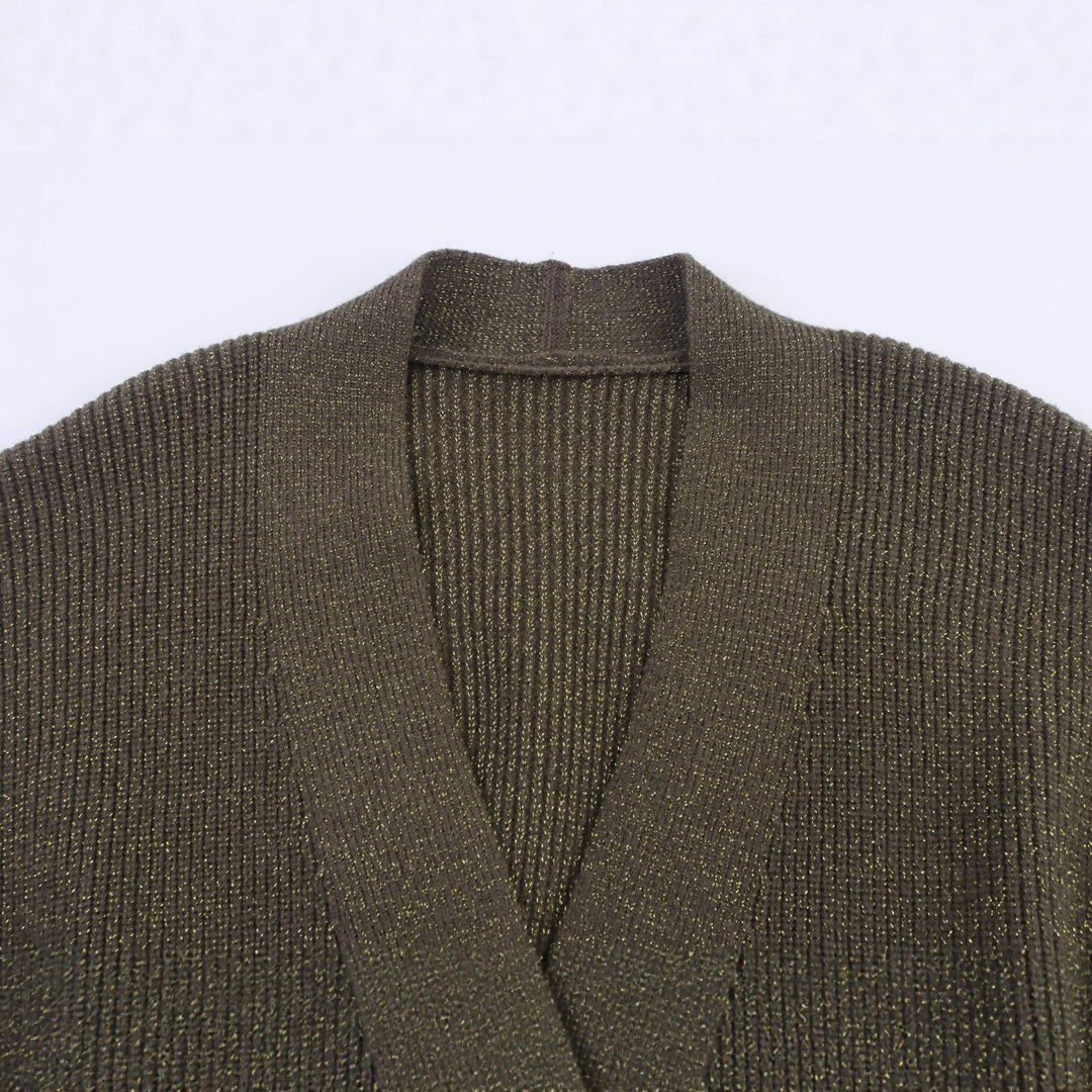 Ladies Long Knit Cardigan With Belt And Pockets Lune London