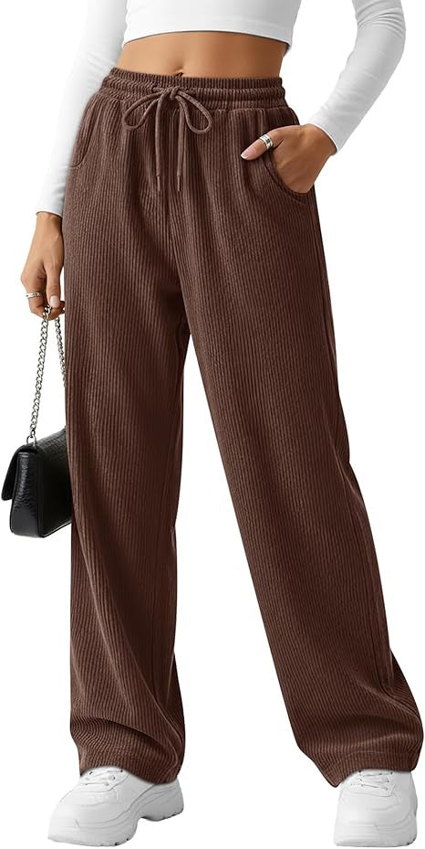 Pantalon en tricot large à côtes pour femmes avec cordon de serrage Chic & Stil