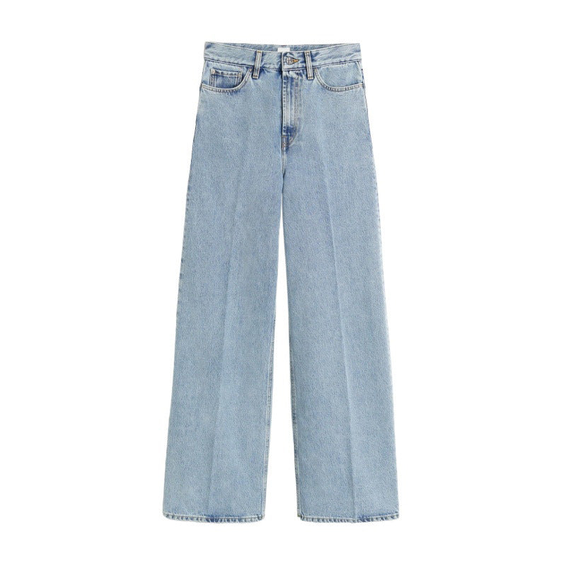 High-waisted loose jeans for women in vintage style with pleats Lune London
