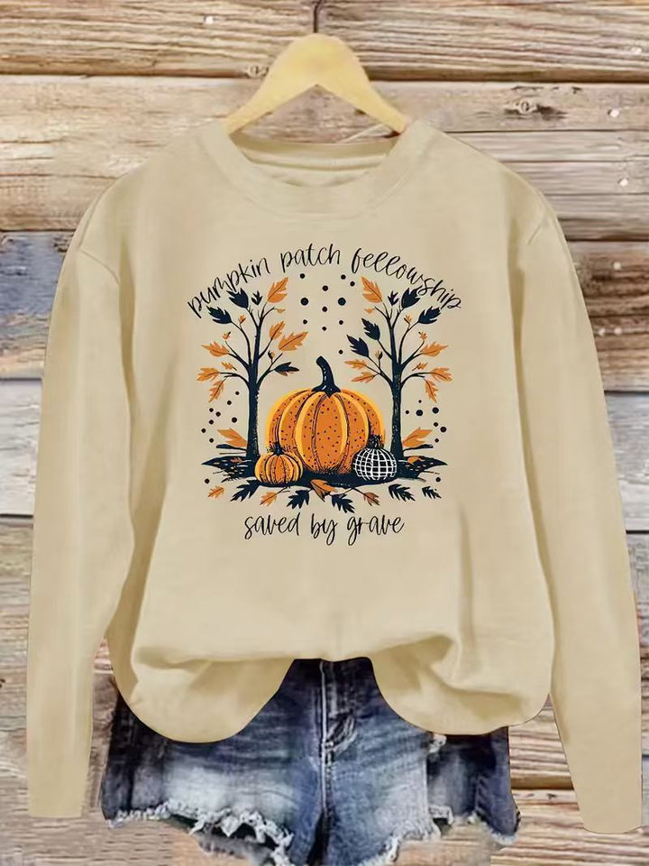 Sweat-shirt pour femmes avec design de citrouille d'automne et coupe décontractée Chic & Stil