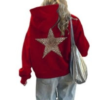 Women's hoodie with striking leopard star design Chic & Stil