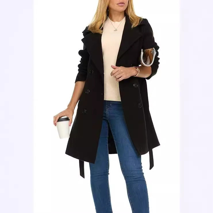 Women's trench coat with asymmetric hem and wide collar Lune London