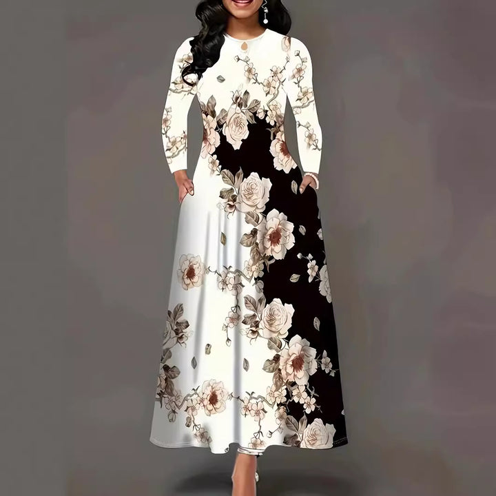 Maxi dress for women with a floral design and practical pockets Lune London