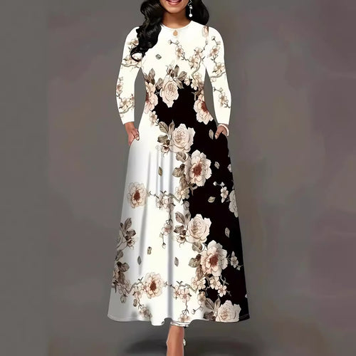 Maxi dress for women with a floral design and practical pockets Lune London