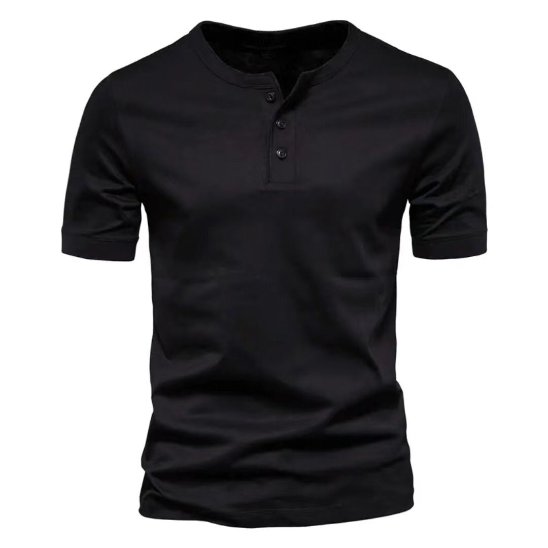 Men's short sleeve Henley shirt with button placket Lune London