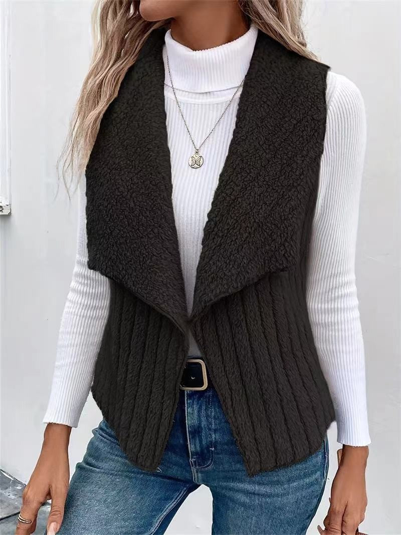 Femme gilet en tricot à col ouvert Chic und Stil