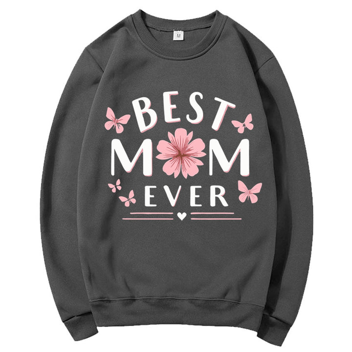 Sweatshirt pour femmes avec une phrase favorite ludique et un design floral Chic & Stil