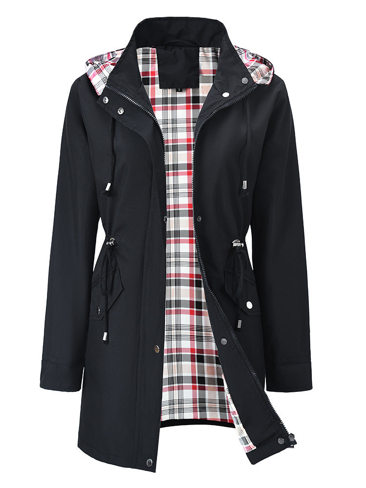 Veste de transition pour femmes avec taille ajustable et motif à carreaux invitant Chic & Stil