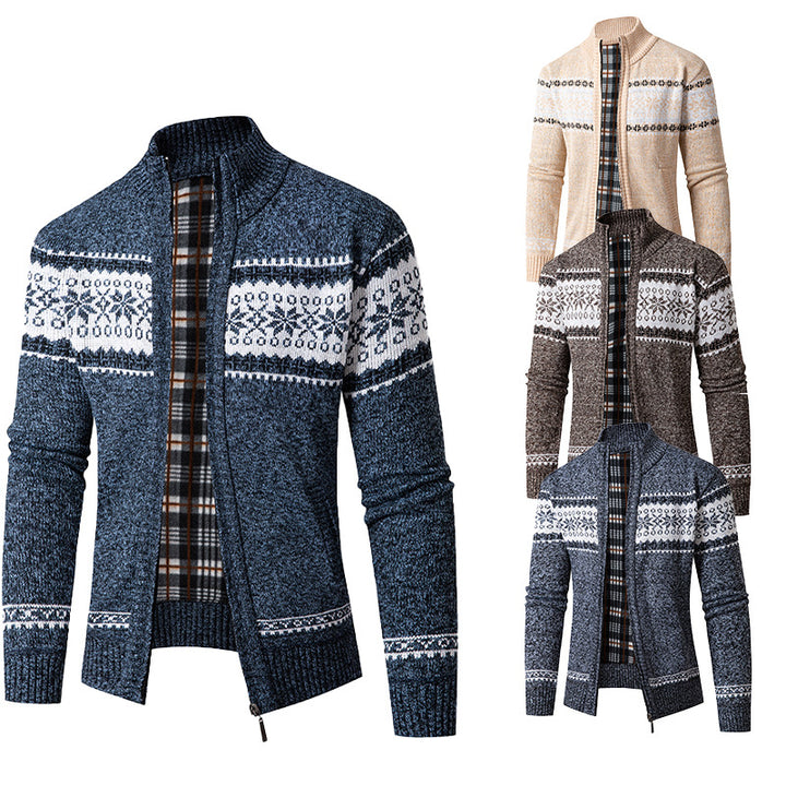 Men's knit jacket with high collar and modern zip Lune London