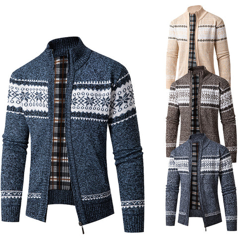 Men's knit jacket with high collar and modern zip Lune London