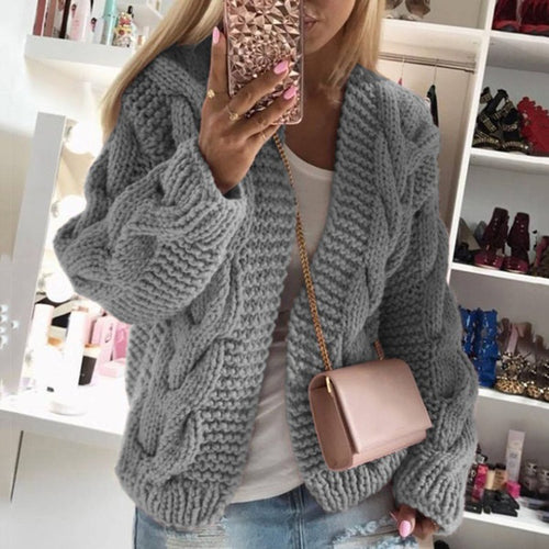 Women's knitted cardigan with elegant cable patterns Lune London