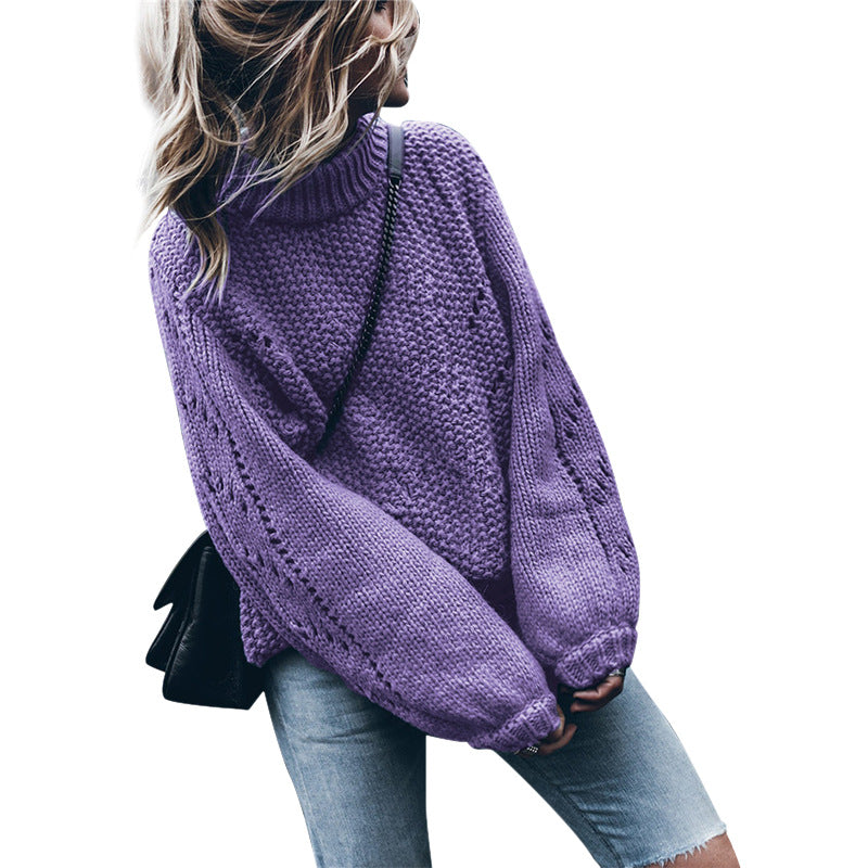 Chunky knit sweater for women with a loose fit and trendy turtleneck Lune London