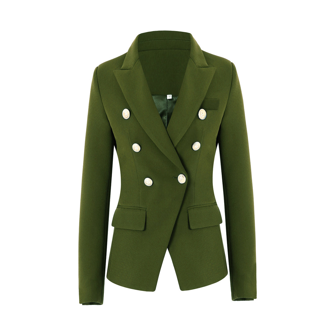 Ladies Elegant Double-Breasted Blazer with Golden Buttons Lune London