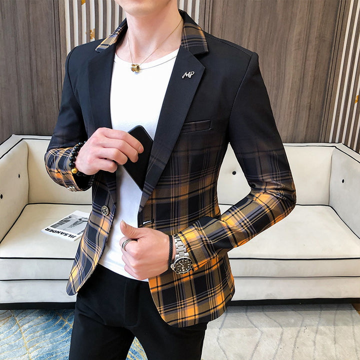 Elegant checked blazer for men with modern cut and refined details Lune London