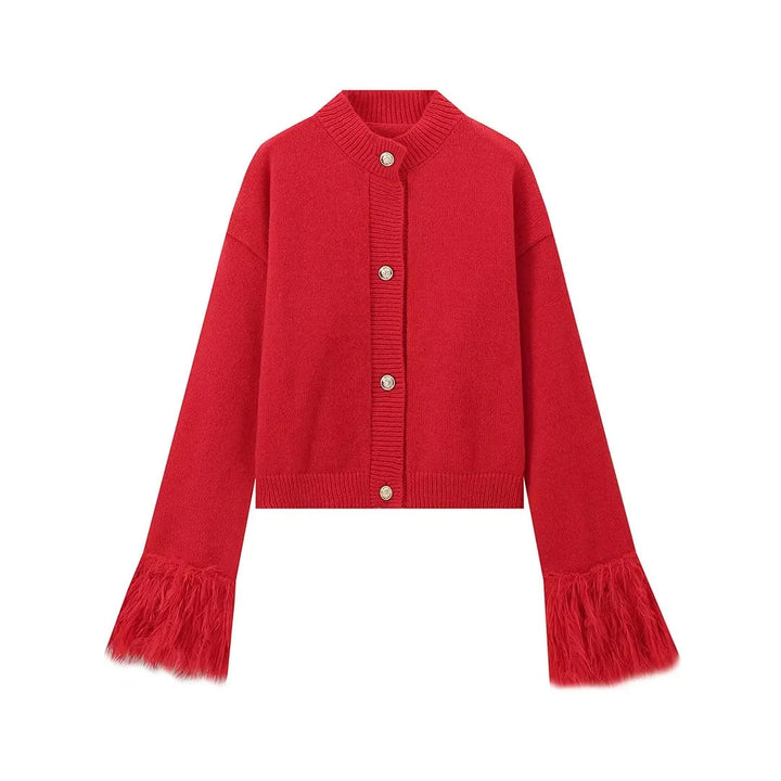 Veste en tricot tendance pour femmes avec franges Lune London