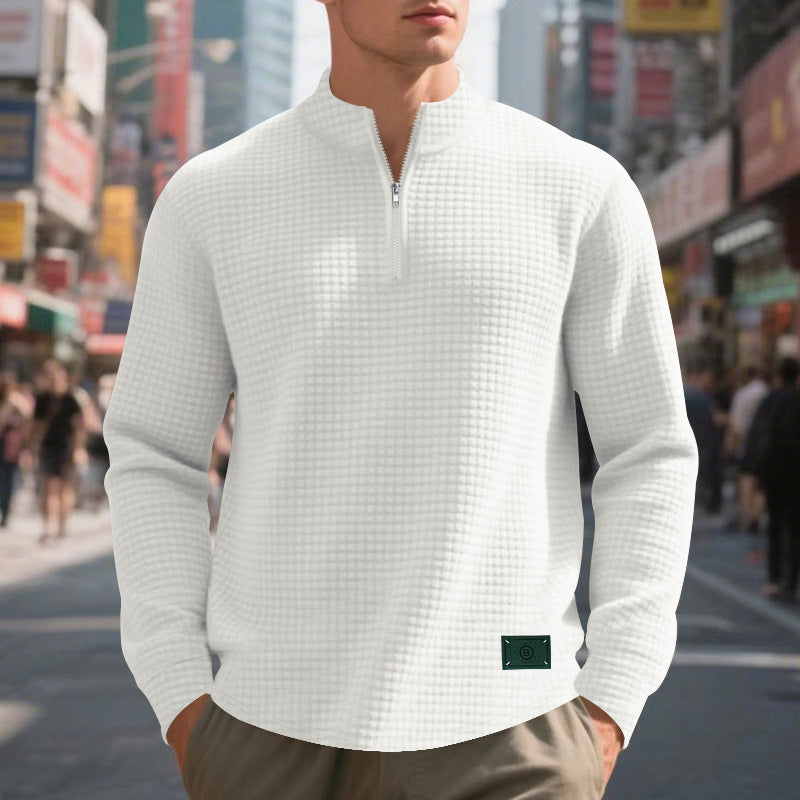 Modular pullover for men with half-zip Lune London