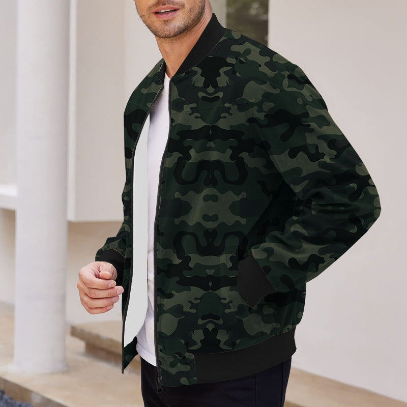 Casual camouflage bomber jacket for men with zipper and pockets Lune London