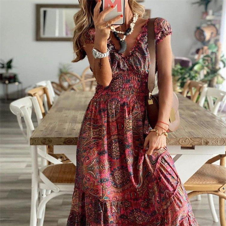 Women's Maxi Dress with Boho Design and Swinging Hem Lune London