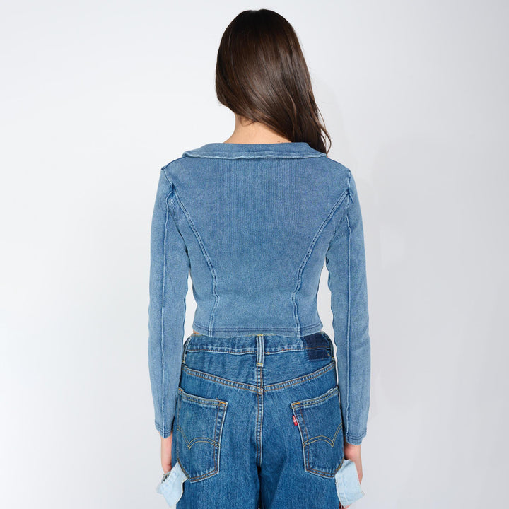 Fitted denim jacket for women with zipper Lune London