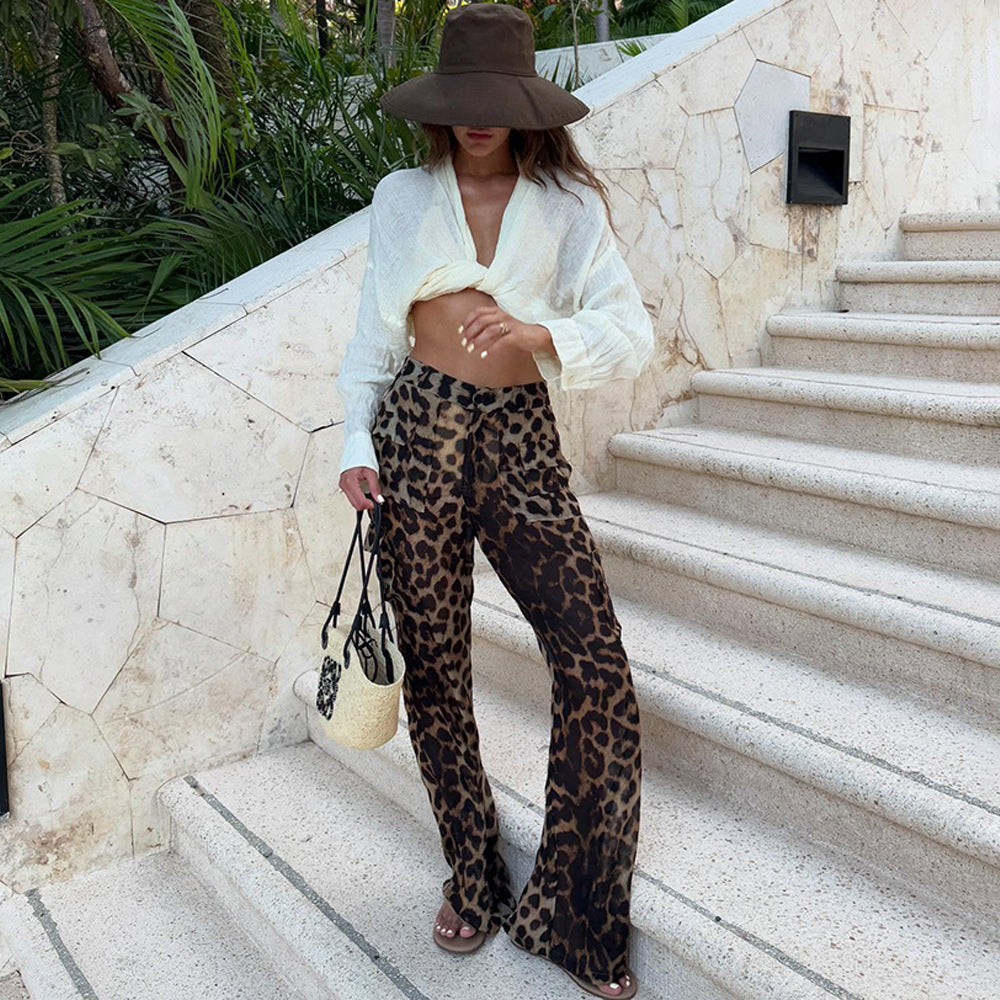Leopard print cargo pants for women with a loose fit Lune London