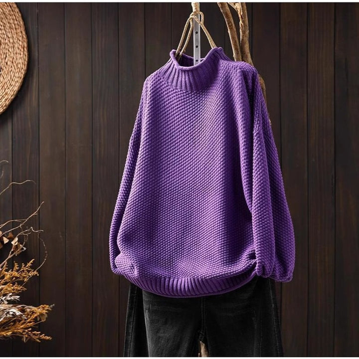 Oversized knitted sweater for women with high neck Lune London