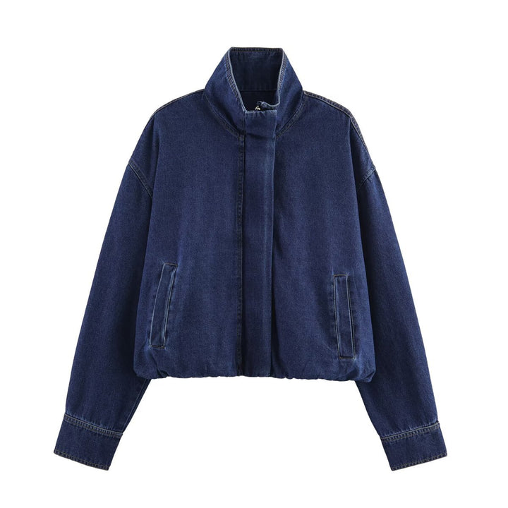 Casual denim jacket for women with high collar and oversized fit Chic und Stil