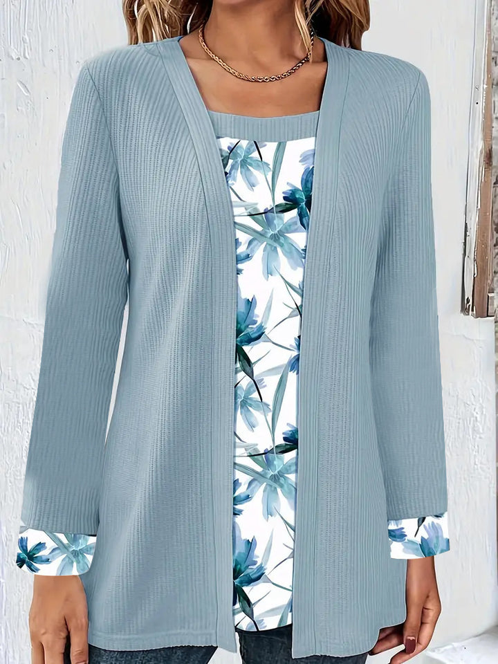 Ladies casual cardigan with floral lining and long sleeves Lune London