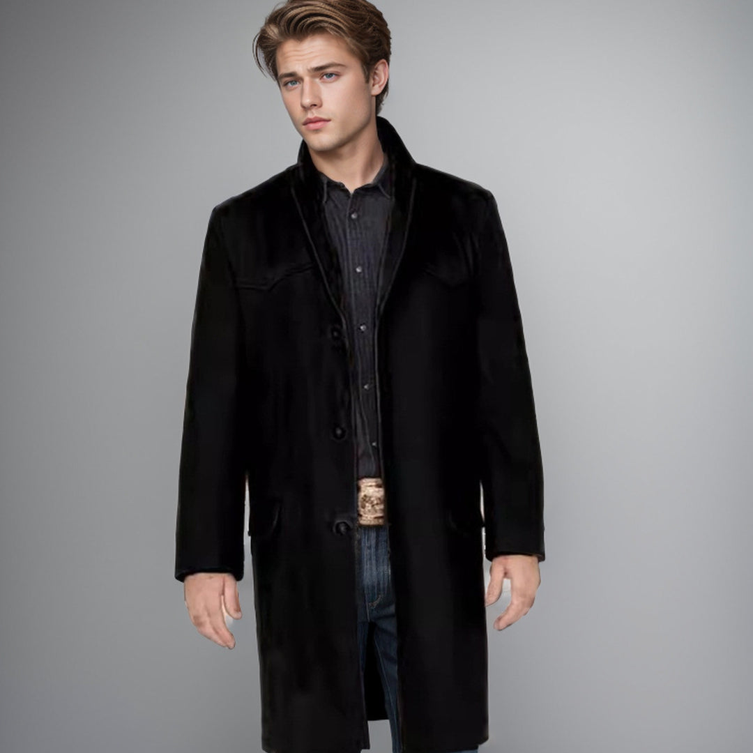 Elegant long sleeve coat for men with modern accents Lune London