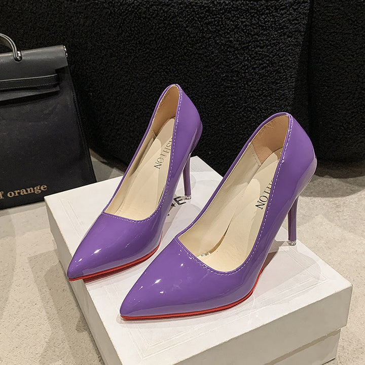 Ladies Elegant High Heels with Pointed Toe and Transparent Heel Lune London
