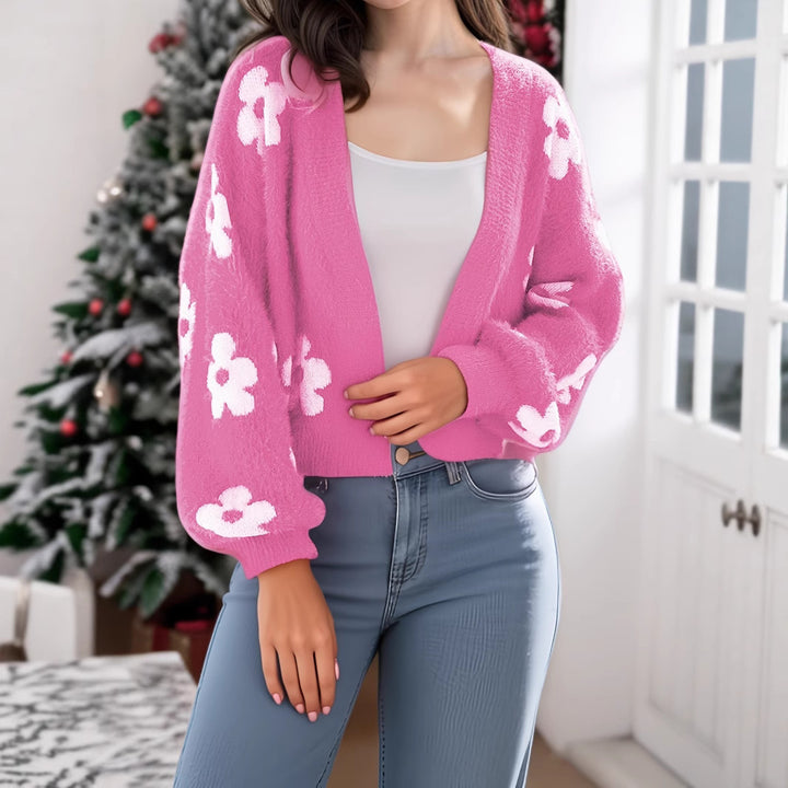 Ladies trendy cardigan with floral design Lune London