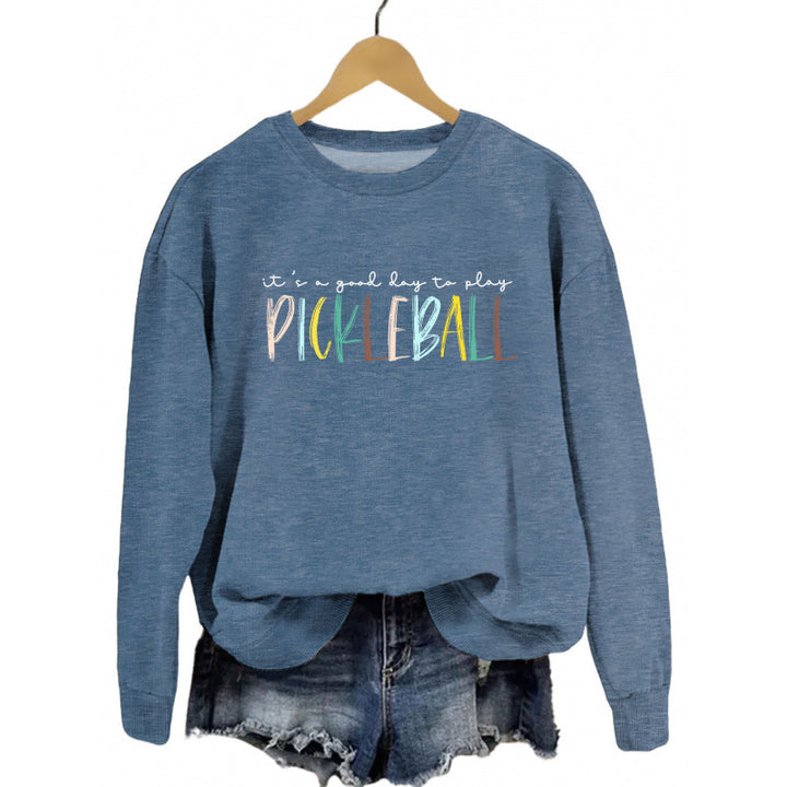 Women's casual sweatshirt with colorful pickleball print Lune London