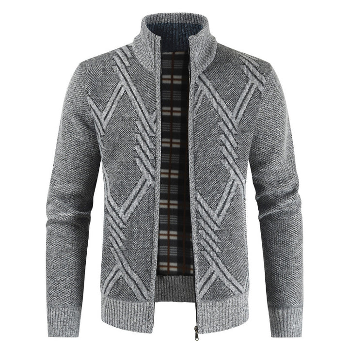Men's knit jacket with high zip and modern pattern Lune London