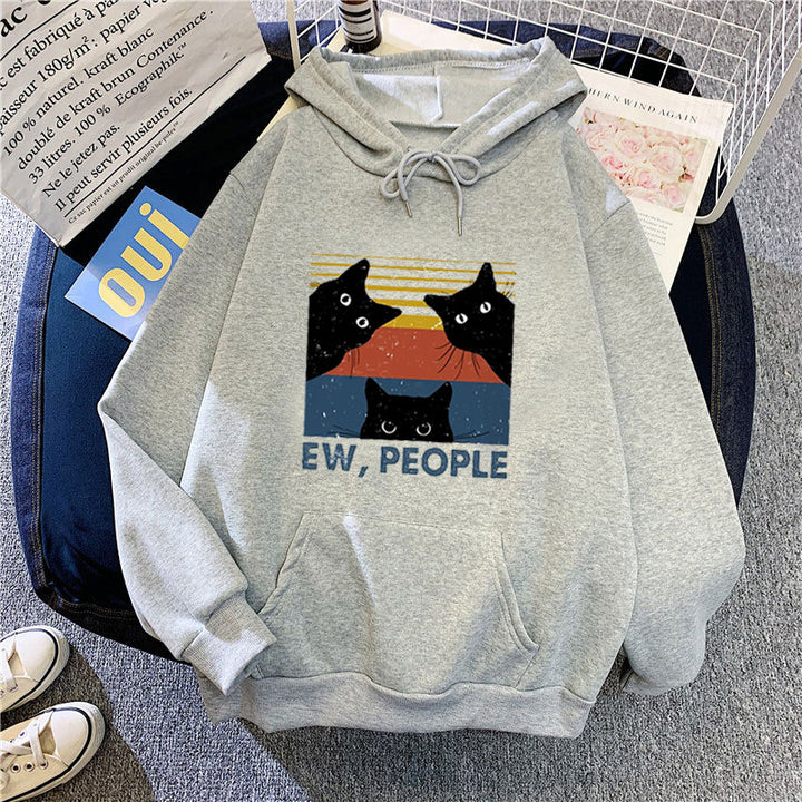 Women’s hoodie with stylish cat motif and inspiring lettering Chic & Stil