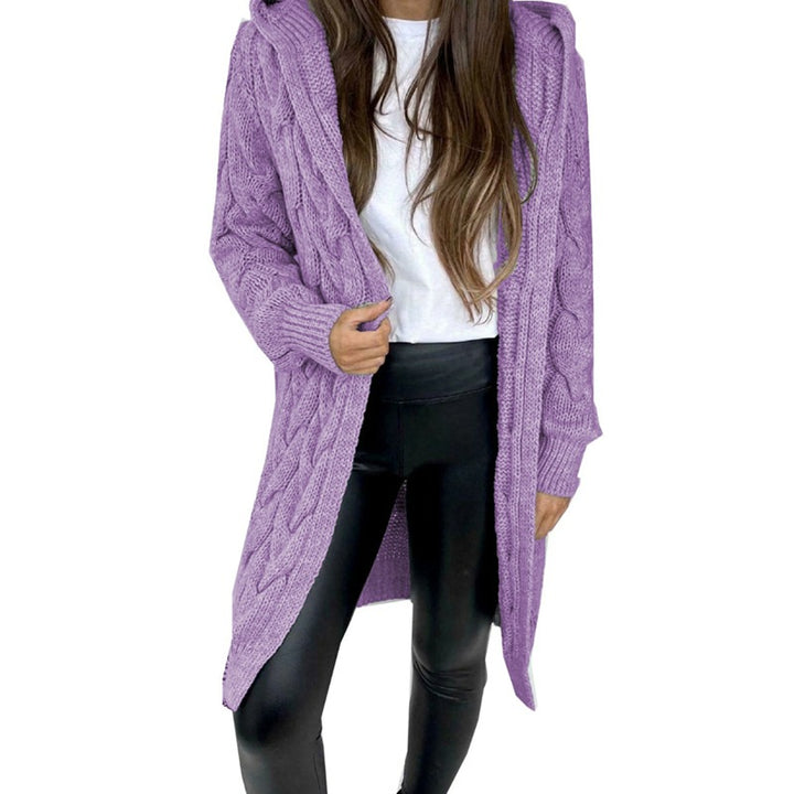 Manteau en tricot pour femmes avec capuche et motif en câble Chic & Stil