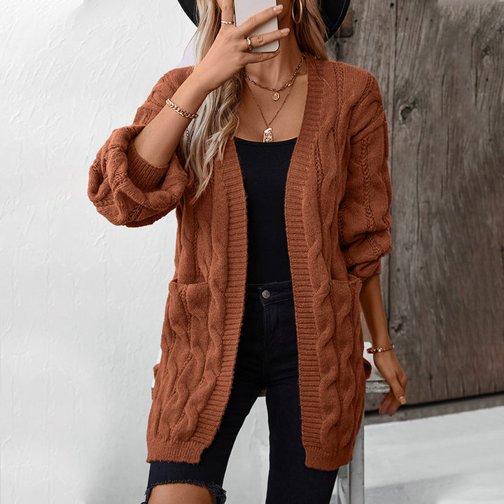Women's knitted jacket with an elegant braided pattern Lune London