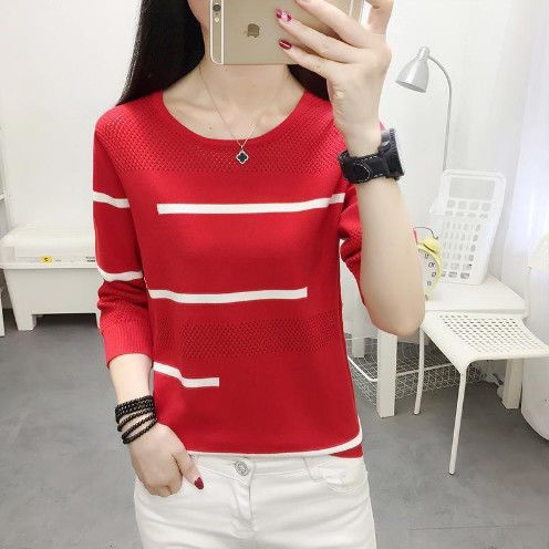 Pull fin tricoté décontracté pour femmes avec un motif rayé tendance Chic & Stil