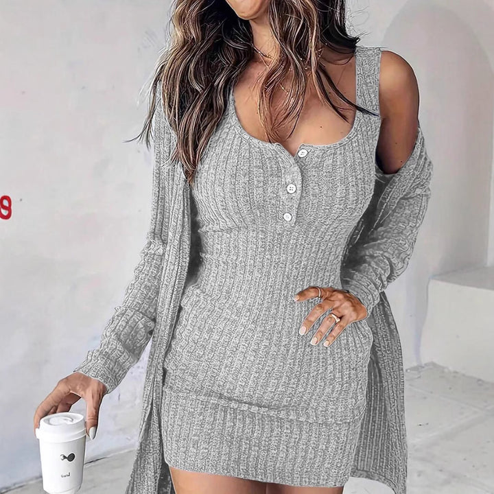 Knitted dress for women with open jacket Lune London