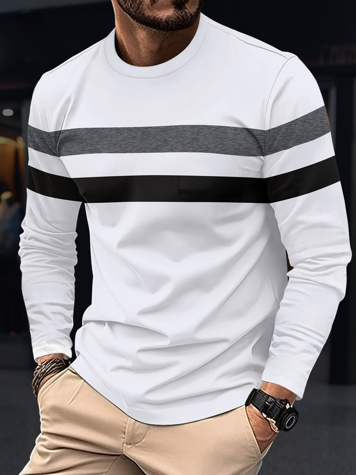 Men's Fashionable Long Sleeve Shirt with Sporty Stripes Chic und Stil