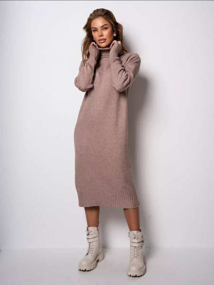 Robe tricotée pour femme avec col roulé et coupe décontractée Chic & Stil