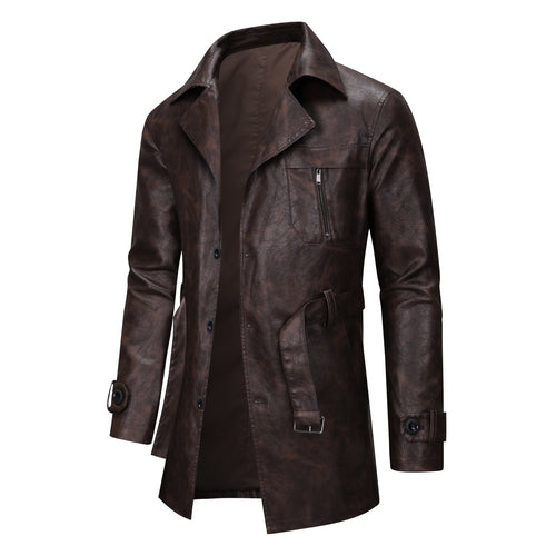 Elegant vintage leather trench coat for men Lune London