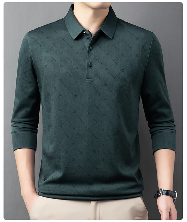 Men's Long Sleeve Polo with an innovative pattern and breathable properties Lune London
