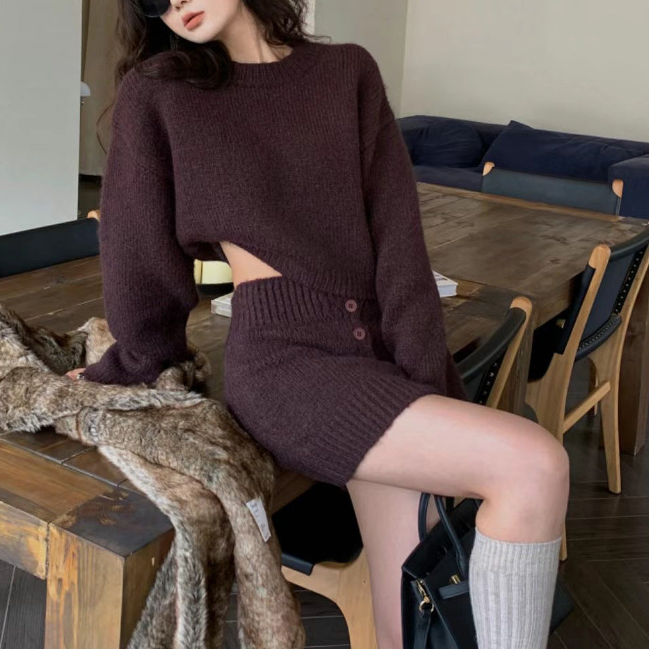Ensemble haut en tricot pour femmes avec mini jupe en laine de haute qualité Chic & Stil